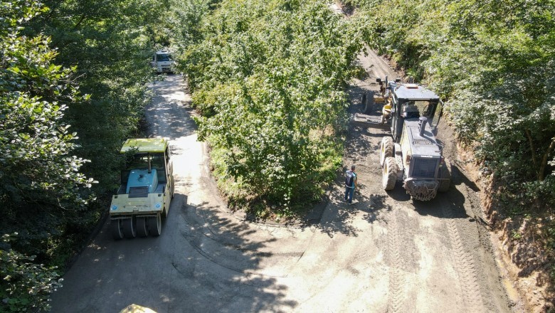 Ortahisar'da yol mesaisi sürüyor