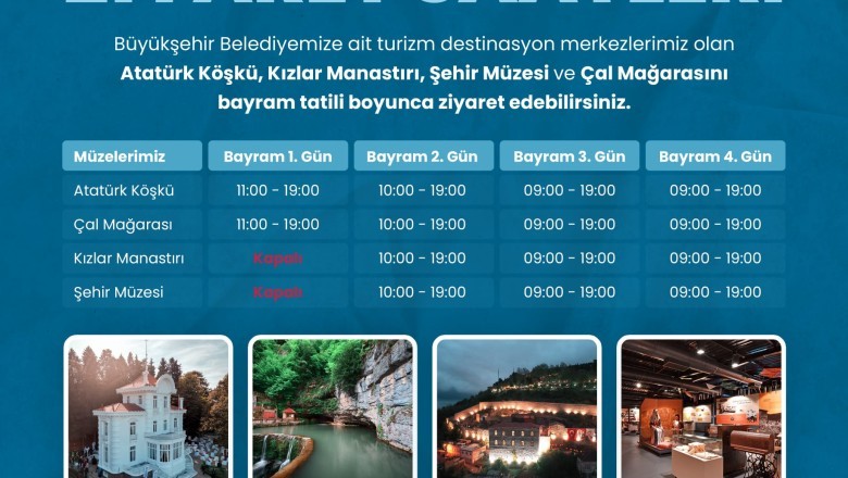 Büyükşehir'in Turizm destinasyonları bayramda ziyarete açık